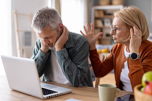Bank Fraud Help person stressed due to online financial fraud scam